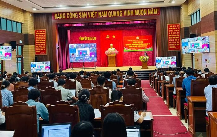  Quang cảnh hội nghị tại điểm cầu trung tâm. Ảnh: Minh Hoàng 
