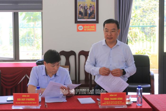 Đồng chí Tống Thanh Bình - Ủy viên Ban Thường vụ Tỉnh ủy, Phó Chủ tịch Thường trực Ủy ban MTTQ Việt Nam tỉnh phát biểu tại buổi làm việc.