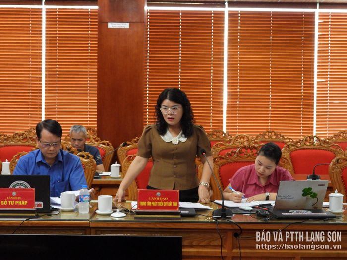 Lãnh đạo Trung tâm Phát triển quỹ đất tỉnh phát biểu tại buổi kiểm tra