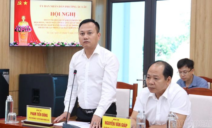 Lãnh đạo phường Âu Lâu phát biểu tại buổi giám sát.