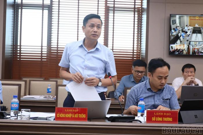 Đại diện các sở, ngành phát biểu thảo luận tại hội nghị.