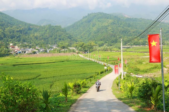 Tuyến đường cờ Tổ quốc do Nhân dân thôn Cóc đóng góp thực hiện.
