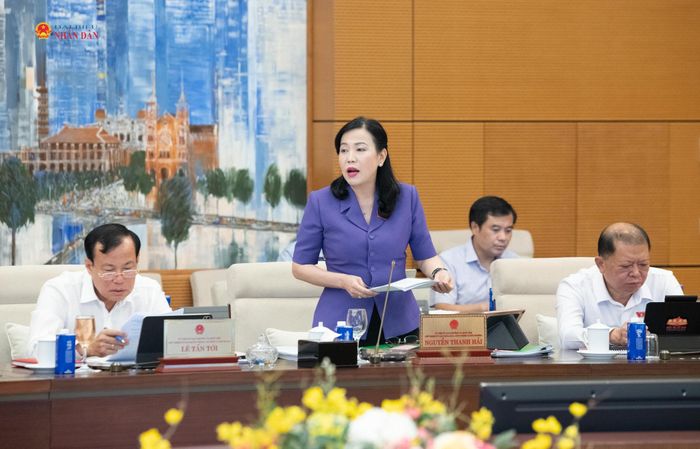 Chủ nhiệm Ủy ban Khoa học, Công nghệ và Môi trường Nguyễn Thanh Hải trình bày Báo cáo thẩm tra sơ bộ dự án Luật