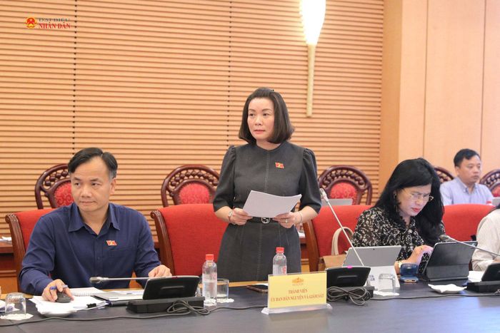 Phó trưởng đoàn chuyên trách Đoàn ĐBQH tỉnh Quảng Trị Nguyễn Minh Tâm phát biểu. Ảnh: Hồ Long