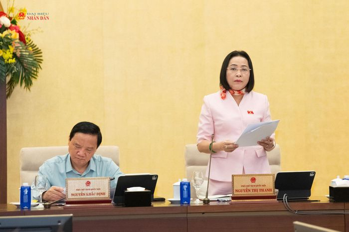 Phó Chủ tịch Quốc hội Nguyễn Thị Thanh phát biểu