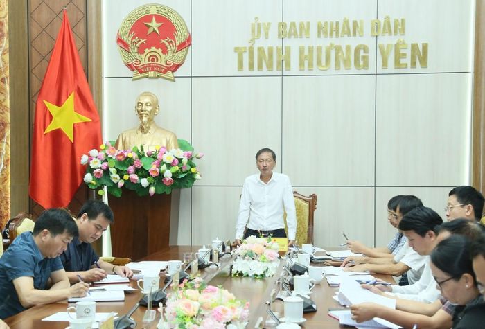 Phó Chủ tịch UBND tỉnh Nguyễn Hùng Nam phát biểu chỉ đạo tại cuộc họp ngày 22/9. Ảnh: UBND tỉnh Hưng Yên