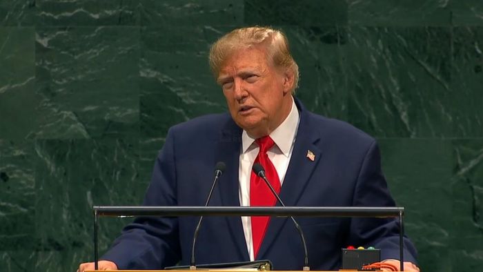 Tổng thống Mỹ Donald Trump phát biểu trước Đại hội đồng Liên Hợp Quốc ngày 22/9. Ảnh chụp màn hình từ Youtube của Nhà Trắng