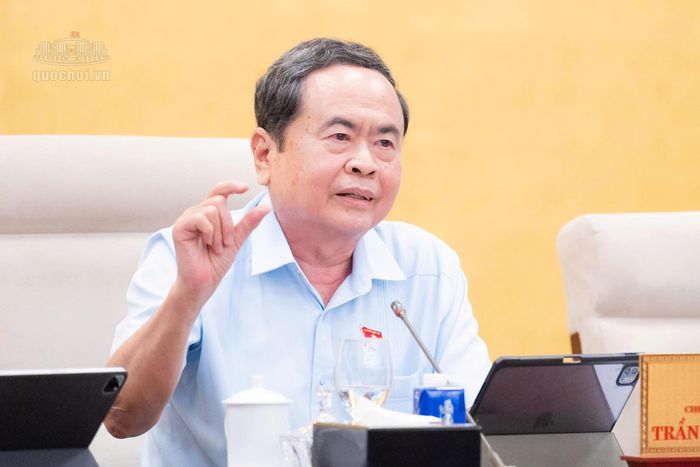 Chủ tịch Quốc hội Trần Thanh Mẫn phát biểu ý kiến tại Phiên họp. Ảnh: VPQH