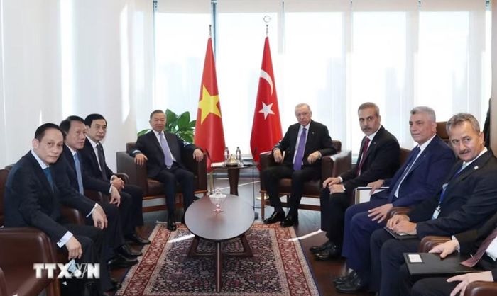 Tổng Bí thư, Chủ tịch nước Tô Lâm gặp Tổng thống Thổ Nhĩ Kỳ Recep Tayyip Erdogan. Ảnh: Thống Nhất/TTXVN