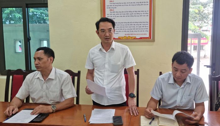 Phó Chủ tịch UBND xã Sơn Đồng Cao Văn Tâm phát biểu. Ảnh: Ánh Dương