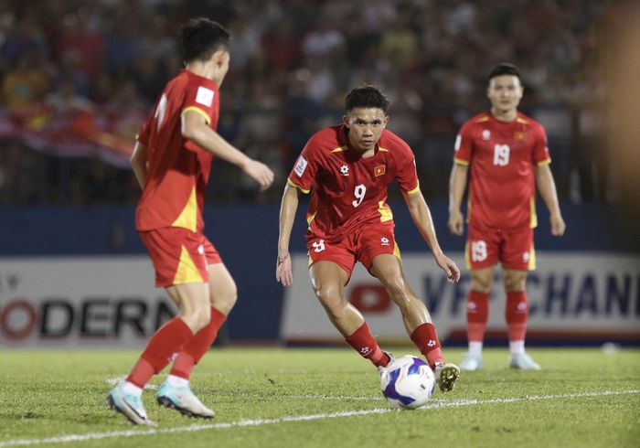 Võ Hoàng Minh Khoa trong màu áo đội tuyển quốc gia tại vòng loại Asian Cup 2027. Ảnh: VFF