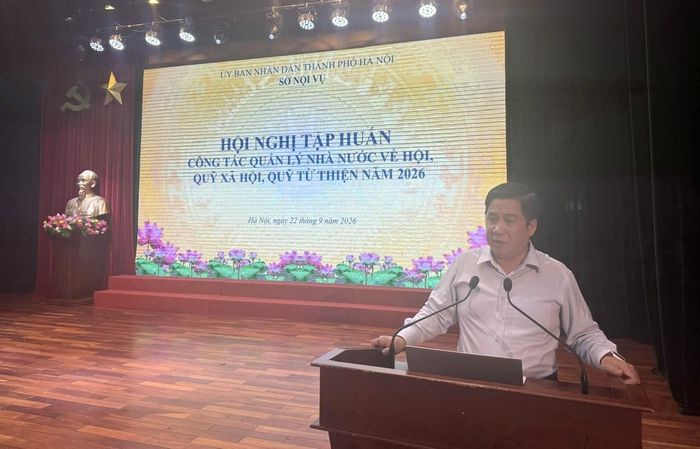 Trưởng phòng Quản lý Hội và Văn thư, lưu trữ Phạm Tuấn Anh phát biểu khai mạc chương trình tập huấn.