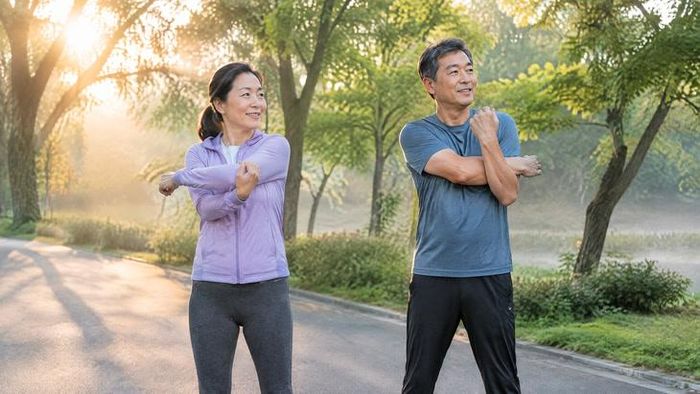 Nếu thường xuyên ngủ kém, buổi sáng là một thời điểm đáng ưu tiên để tập luyện, nhất là với người có lịch sinh hoạt tương đối ổn định. Ảnh minh họa AI.