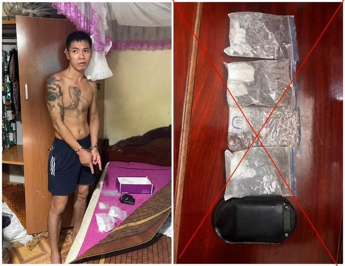 Đối tượng Lương Đức Võ cùng tang vật bị Cơ quan Công an thu giữ