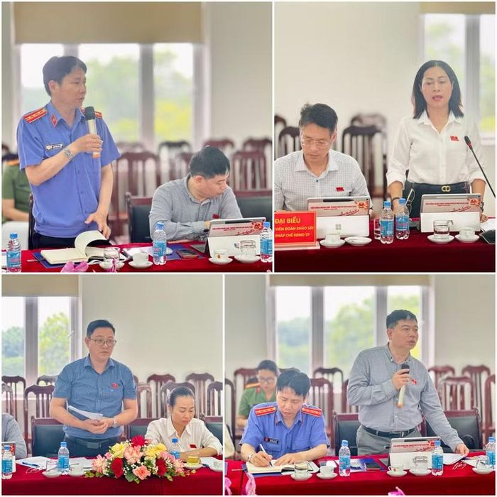 Đại diện đoàn khảo sát phát biểu phát biểu trao đổi, làm rõ các nội dung liên quan đến công tác quản lý giam giữ và thi hành án hình sự, chỉ ra những tồn tại và đề xuất các giải pháp nâng cao hiệu quả công tác trong thời gian tới