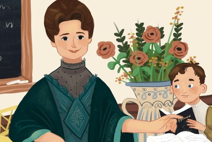  Hình ảnh trên bìa một cuốn sách về Maria Montessori. 
