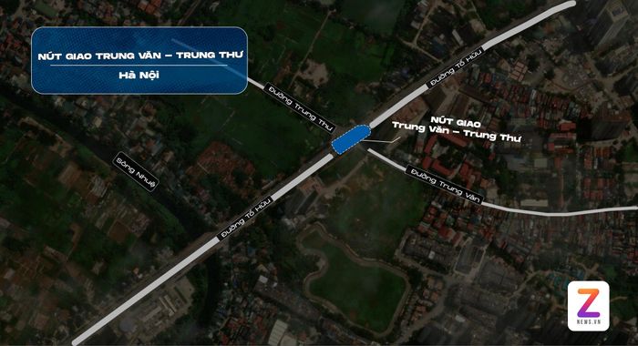  Nút giao Trung Văn - Trung Thư nằm tại khu vực phường Đại Mỗ (Hà Nội). Đồ hoạ: Việt Linh.