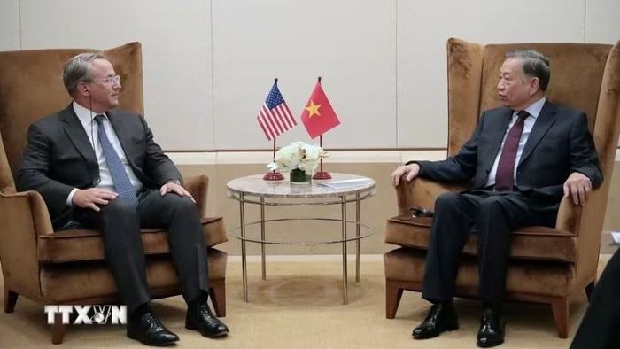 Tổng Bí thư, Chủ tịch nước Tô Lâm tiếp ông Troy Rohrbaugh, đồng Tổng giám đốc toàn cầu Ngân hàng JPMorgan Chase. Ảnh: Thanh Tuấn/TTXVN.