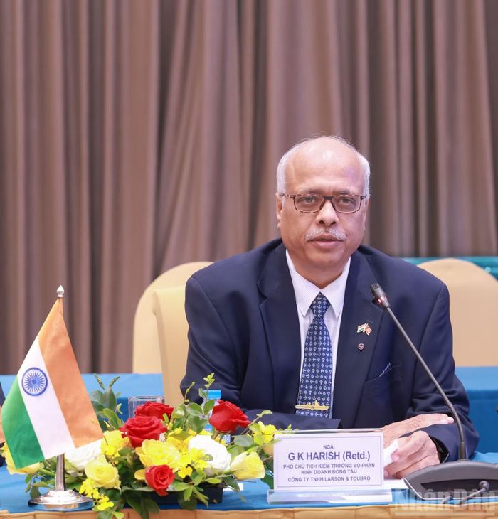 Ngài GK Harish, Đại diện Công ty trách nhiệm hữu hạn Larsen & Toubro (Ấn Độ), phát biểu tại hội nghị.