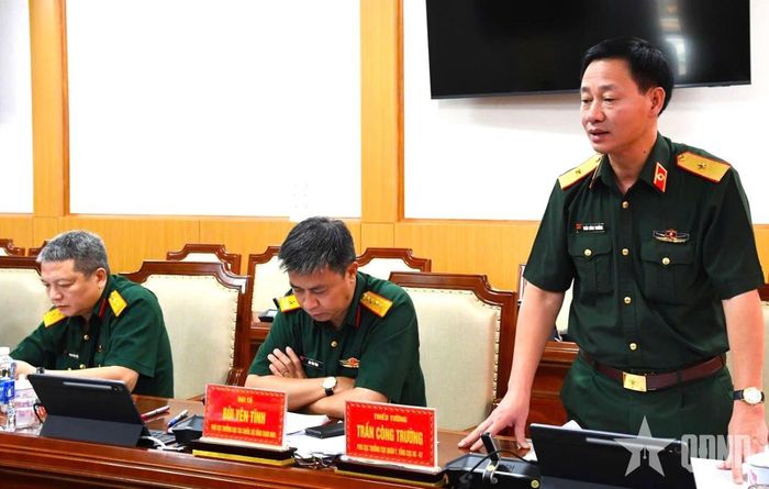  Thiếu tướng Trần Công Trường, Phó cục trưởng Cục Quân y, Tổng cục Hậu cần - Kỹ thuật phát biểu tại buổi kiểm tra. 