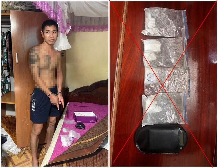 Lương Đức Võ cùng tang vật. Ảnh: Công an tỉnh Hưng Yên