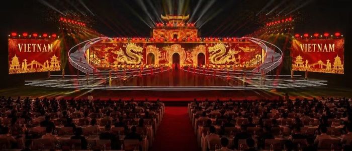 Phối cảnh sân khấu tại Hoàng thành Thăng Long.