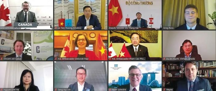 Hơn 200 đại biểu tham dự hội thảo trực tuyến “Phát triển quan hệ Đối tác Kinh doanh Việt Nam-Canada” do Đại sứ quán Việt Nam tại Canada, chính quyền Quebec và Hội đồng Kinh doanh ASEAN-Canada đồng tổ chức, ngày 21/1/2021. (Nguồn: ĐSQ Việt Nam tại Canada)