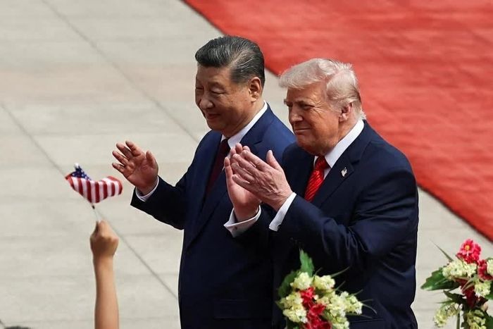 Chủ tịch Trung Quốc Tập Cận Bình tiếp đón Tổng thống Mỹ Donald Trump tại Bắc Kinh, ngày 14/5. (Nguồn: Reuters)