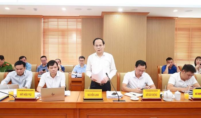 Ông Nguyễn Linh, Phó Chủ tịch Thường trực UBND tỉnh phát biểu tại buổi làm việc. Ảnh: thainguyen.gov.vn