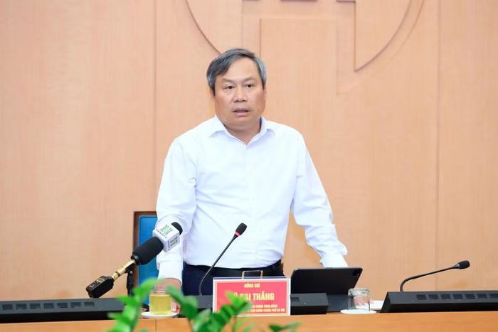 Chủ tịch UBND Thành phố Vũ Đại Thắng phát biểu chỉ đạo tại cuộc họp. Ảnh: Lê Hải