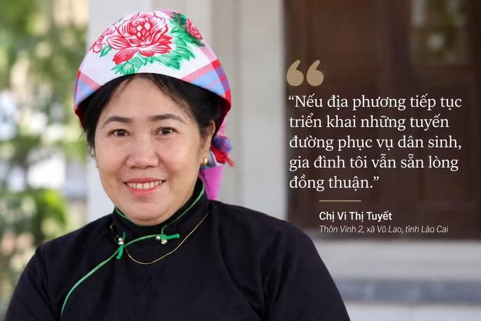 Chị Vi Thị Tuyết, người dân thôn Vinh 2, xã Võ Lao, Lào Cai khẳng định gia đình sẵn sàng tiếp tục hiến đất nếu địa phương vận động để mở đường.