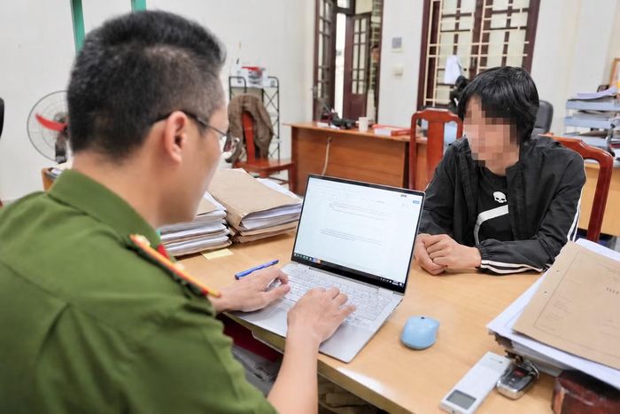 Đối tượng Thanh tại cơ quan điều tra.