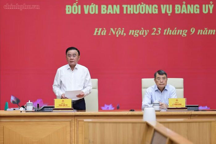 Thường trực Ban Bí thư Trần Cẩm Tú phát biểu. (Ảnh: Nhật Bắc)