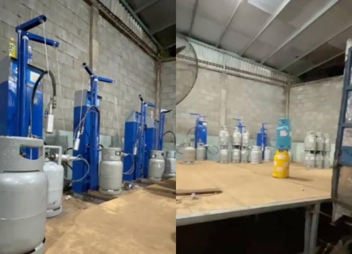  Các đối tượng thu mua khí dầu mỏ hóa lỏng từ các nguồn trôi nổi, không rõ nguồn gốc, xuất xứ, không có hoặc không đầy đủ hóa đơn, chứng từ hợp pháp. (Ảnh: Công an cung cấp)