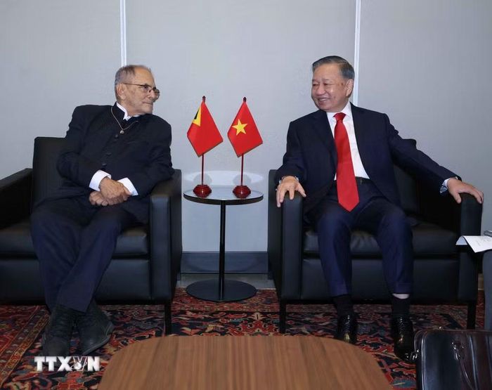 Tổng Bí thư, Chủ tịch nước Tô Lâm gặp Tổng thống Timor Leste José Ramos-Horta. (Ảnh: Thống Nhất/TTXVN)