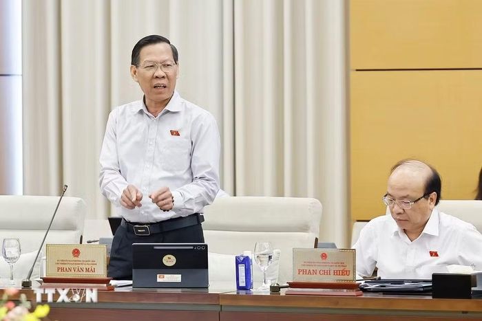 Chủ nhiệm Ủy ban Kinh tế và Tài chính của Quốc hội Phan Văn Mãi phát biểu. (Ảnh: Doãn Tấn/TTXVN)