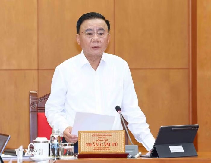 Thường trực Ban Bí thư Trần Cẩm Tú phát biểu chỉ đạo. (Ảnh: Phương Hoa/TTXVN)
