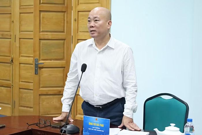 Ông Vũ Bá Phú, Cục trưởng Cục Xúc tiến thương mại phát biểu tại hội nghị. (Ảnh: PV/Vietnam+)