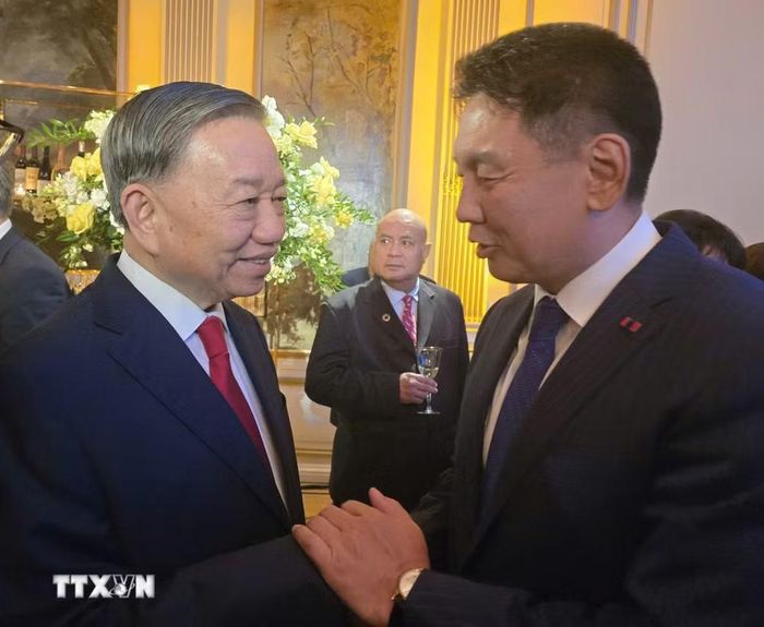 Tổng Bí thư, Chủ tịch nước Tô Lâm gặp Tổng thống Mông Cổ Ukhnaagiin Khürelsükh. (Ảnh: TTXVN)