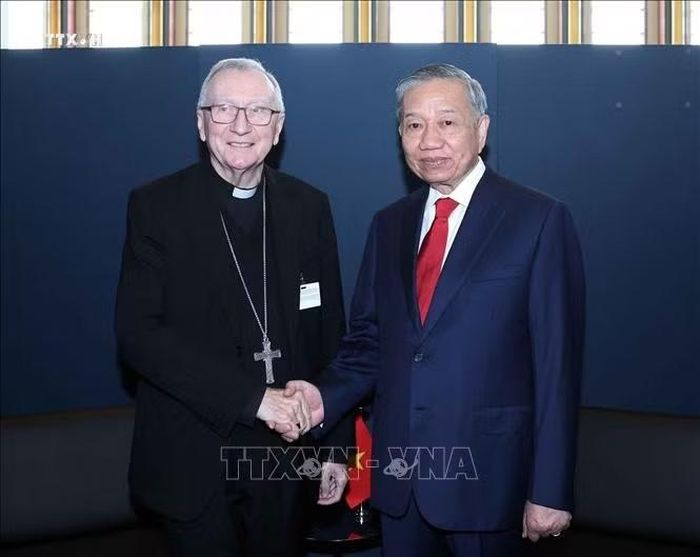 Tổng Bí thư, Chủ tịch nước Tô Lâm gặp Thủ tướng Toà thánh Vatican, Hồng y Pietro Parolin.