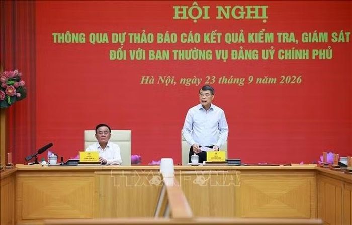 Đồng chí Lê Minh Hưng, Bí thư Đảng ủy Chính phủ, Thủ tướng Chính phủ phát biểu. Ảnh: Dương Giang/TTXVN