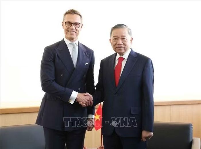 Tổng Bí thư, Chủ tịch nước Tô Lâm gặp Tổng thống Phần Lan Alexander Stubb. Ảnh: Thống Nhất/TTXVN.