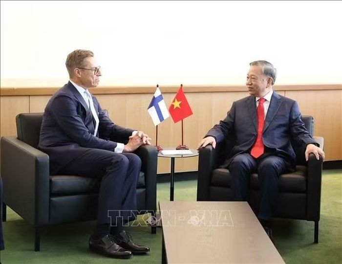 Tổng Bí thư, Chủ tịch nước Tô Lâm gặp Tổng thống Phần Lan Alexander Stubb. Ảnh: Thống Nhất/TTXVN.