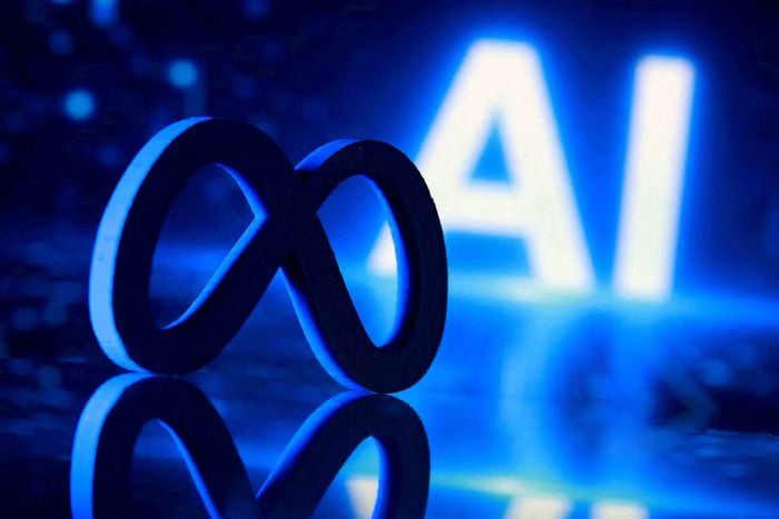 Logo Meta và chữ "AI" được in 3D. Ảnh: Reuters