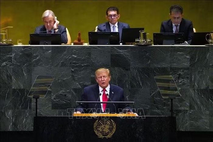 Tổng thống Mỹ Donald Trump phát biểu trước Đại hội đồng Liên hợp quốc ở New York ngày 22/9/2026. Ảnh: THX/TTXVN phát