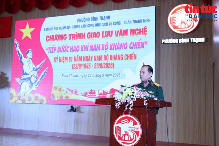 Thiếu tá Hồ Quang Việt ôn lại truyền thống Ngày Nam Bộ kháng chiến tại chương trình.