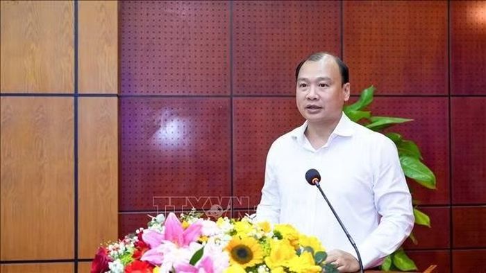 Đồng chí Lê Hải Bình, Ủy viên Trung ương Đảng, Phó Giám đốc Thường trực Học viện Chính trị Quốc gia Hồ Chí Minh phát biểu.