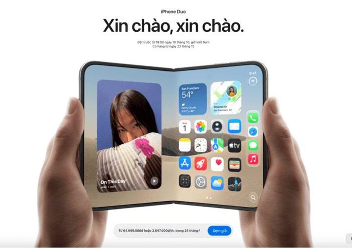 Thông báo thời điểm mở bán iPhone Duo tại Việt Nam.
