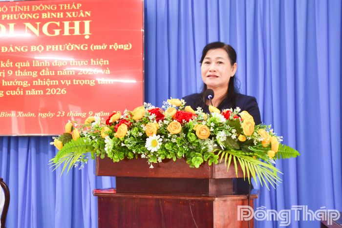 Đồng chí Châu Thị Mỹ Phương phát biểu chỉ đạo tại hội nghị.