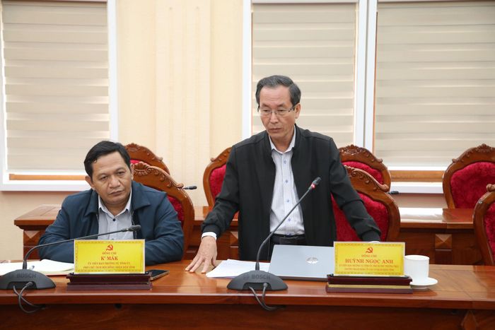 Đồng chí Huỳnh Ngọc Anh, Ủy viên Ban Thường vụ Tỉnh ủy, Phó Bí thư Thường trực chuyên trách Đảng ủy Các cơ quan Đảng tỉnh báo cáo tại hội nghị
